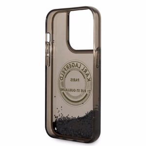 Karl Lagerfeld Liquid Glitter RSG ümbris jaoks iPhone 14 Pro - must
