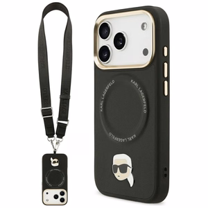 Karl Lagerfeld Big Strap Karl Metal Logo MagSafe Ümbris jaoks iPhone 17 Pro - must