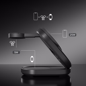 SBS Qi2.2 25W induktiivne 3-in-1 kokkupandav laadimisjaam MFI sertifikaadiga - must