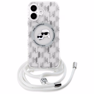 Karl Lagerfeld IML Crossbody Monogram Karl & Choupette Head MagSafe iPhone 16 Ümbris - Clear