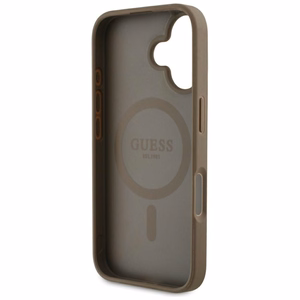 Guess Grained Hot Stamp Peony Triangle Logo MagSafe iPhone 16 Ümbris - Brown
