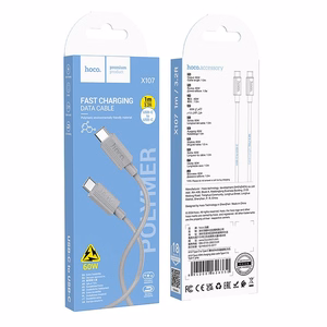 Кабель USB C - USB C Hoco 3A 60W 1 m X107 серый