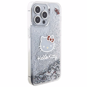 Hello Kitty Liquid Glitter Charms Kitty Head ümbris jaoks iPhone 15 Pro Max - hõbedane