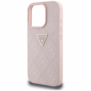 Guess Hot Stamp 4G Pattern Triangle Metal Logo iPhone 16 Pro Ümbris - roosa