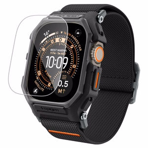 Spigen Lite Fit Pro rihm ja karastatud klaasist ekraanikaitse Apple Watch Ultra 49 mm jaoks, mustad