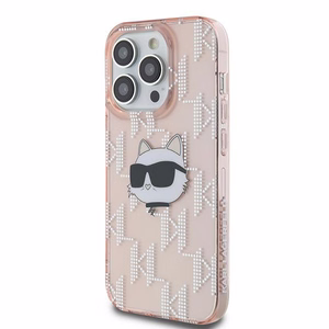 Чехол Karl Lagerfeld IML Choupette Head & Monogram для iPhone 13 Pro / 13 - розовый