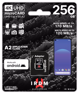 GOODRAM Memory MicroSD Card IRDM - 256GB with adapter UHS I U3 V30 A2 170MB/s