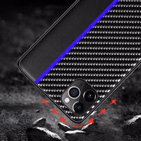 Tel Protect CARBON Ümbris jaoks Xiaomi Redmi Note 10/Note 10S/Poco M5S Must with sinine stripe