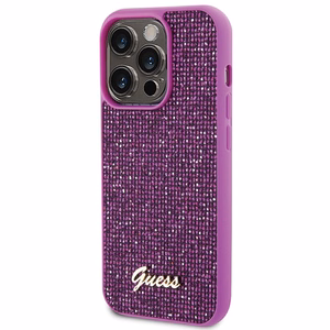 Guess Disco Metal Script ümbris jaoks iPhone 15 Pro - roosa
