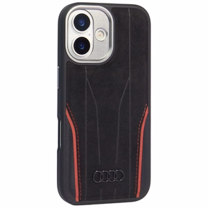 Audi R8 Genuine Leather MagSafe Ümbris jaoks iPhone 17 - Must and Punane