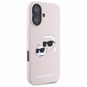 Karl Lagerfeld Silicone Nauble Heads Print MagSafe Ümbris jaoks iPhone 16 - Roosa