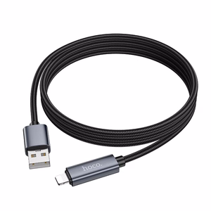 Кабель USB A to Lightning Hoco 2,4A с дисплеем 1 м X112 чёрный