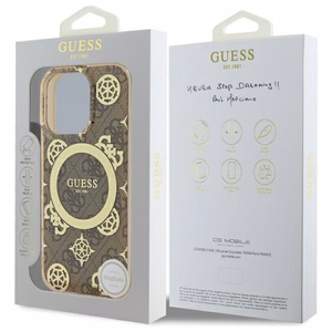 Guess IML Peony jaoks 4G Background MagSafe Ümbris jaoks iPhone 16 Pro - Brown