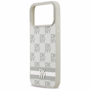 DKNY Checkered with Printed Stripes Ümbris jaoks iPhone 17 Pro Max - Beige