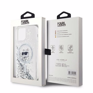 Karl Lagerfeld Liquid Glitter Choupette Head MagSafe Ümbris jaoks iPhone 12 / 12 Pro - läbipaistev