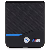 BMW Leather Carbon ümbris jaoks Samsung Galaxy Z Flip 5 - must