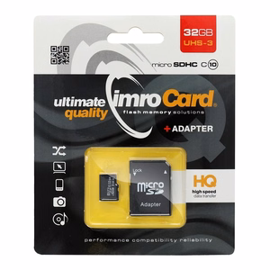 IMRO memory card microSD 32GB 100MB/s class 10 UHS 3 with adapter SD
