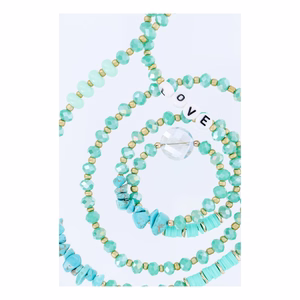 STONE Phone lanyard, Phone pendant / cord length 82cm (41cm in the loop) / on neck - turquoise