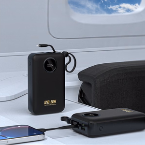 Dudao K14+ akupank 20000mAh 22.5W USB-C / USB-A / sisseehitatud Lightning ja USB-C kaablid - must