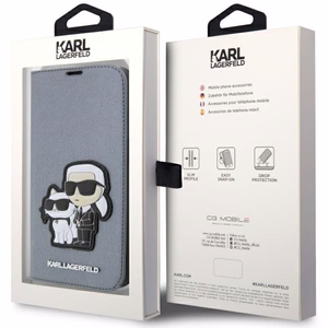 Karl Lagerfeld KLBKP14XSANKCPG iPhone 14 Pro Max 6.7" bookcase hõbedane/hõbedane Saffiano Karl & Choupette