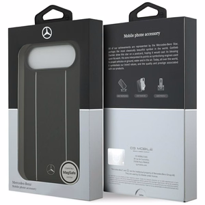 Mercedes Leather Star Pattern Stripes MagSafe ümbris jaoks iPhone Air - must