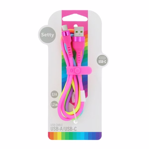Setty USB - USB-C kaabel 1,2 m 2,1A KNA-C-1.22.113 vikerkaarel