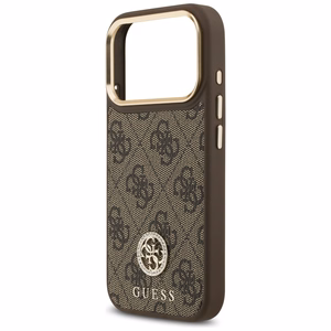 Guess 4G Strass Logo & Big Strap Metal Buttons MagSafe Ümbris jaoks iPhone 17 Pro - Brown