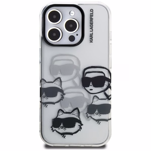Karl Lagerfeld IML Multi K&C Head Pattern Ümbris jaoks iPhone 16 Pro Max - Läbipaistev