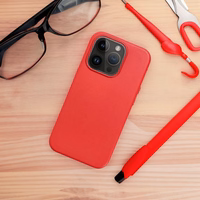 LEATHER MAG COVER ümbris jaoks IPHONE 16 Plus punane