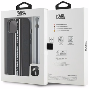 Karl Lagerfeld Saffiano Athleisure Stripes Cord iPhone 15 Ümbris - Roosa