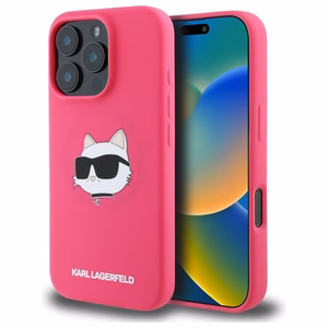 Karl Lagerfeld Silicone Choupette Head MagSafe iPhone 16 Pro Ümbris - Roosa