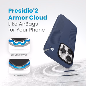 Speck Presidio2 Grip ümbris seadmele iPhone 15 Pro, Coastal Blue / Dust Grey värvitoonis