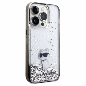 Karl Lagerfeld Liquid Glitter Choupette ümbris jaoks iPhone 14 Pro - läbipaistev