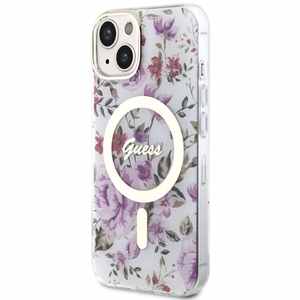 Guess GUHMP14MHCFWST iPhone 14 Plus 6.7" läbipaistev hardcase Flower MagSafe