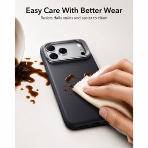 ESR Leather ümbris seadmele iPhone 18 Pro / 17 Pro, toega, MagSafe-ühilduv – must