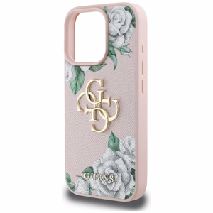 Guess Grained Roses Big 4G logo iPhone 16 Pro Max ümbris - roosa