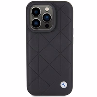 BMW Leather Quilted ümbris jaoks iPhone 15 Pro Max - must