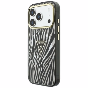 Guess IML Zebra Glitter Triangle Logo MagSafe ümbris mudelile iPhone 18 Pro / 17 Pro – värv: hõbedane