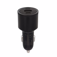 Blavec Car charger BS-06D-C Trip - USB + 2xType C - QC 3.0 18W PD 65W with Type C to Type C (CCBS06DCQ-U2CB) black