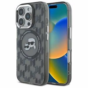 Karl Lagerfeld IML Monogram Karl & Choupette Head MagSafe iPhone 16 Pro Ümbris - must