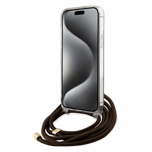 Guess Crossbody Cord 4G Print чехол для iPhone 15 Pro Max - коричневый