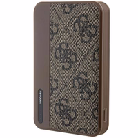 Guess Powerbank 15W GUPB5LP4GEGW 5000mAh pruun/pruun 4G nahast metallist logo