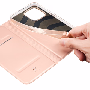 Dux Ducis Skin Pro holsteri kate flip cover iPhone 14 Pro Max jaoks roosa