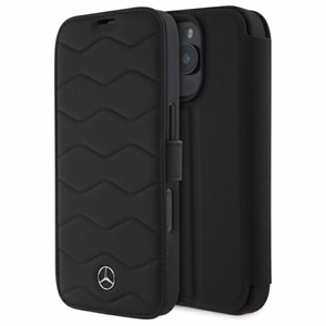 Mercedes MB Waves Leather Ümbris jaoks iPhone 16 Pro Max - must