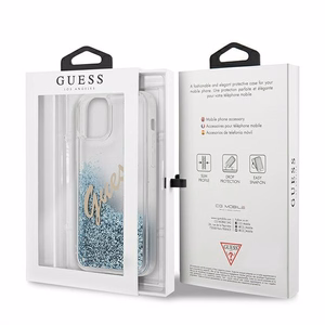 Guess GUHCP12SGLVSBL iPhone 12 mini 5.4" sinine/sinine kõvakaaneline Glitter Vintage Script korpus