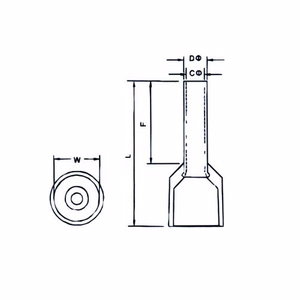 Insulated Cord End Terminal jaoks 1.5mm2/16AWG Kaabel, 100pcs