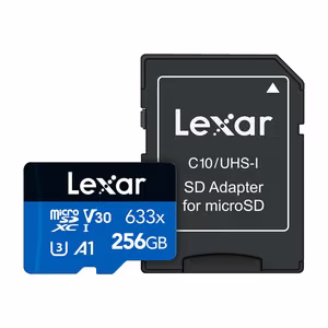 Карта памяти Lexar High-Performance 633x microSDXC объемом 256 ГБ + адаптер SD