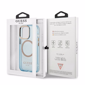 Guess Gold Outline Translucent MagSafe чехол для iPhone 13 Pro / iPhone 13 - синий