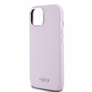 DKNY Liquid Silicone Small Metal Logo MagSafe Ümbris jaoks iPhone 15 Plus / 14 Plus - Roosa