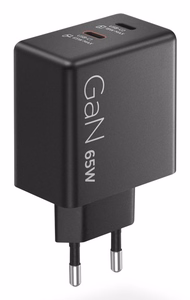 LENOVO Dual USB-C 65W GaN laadija must